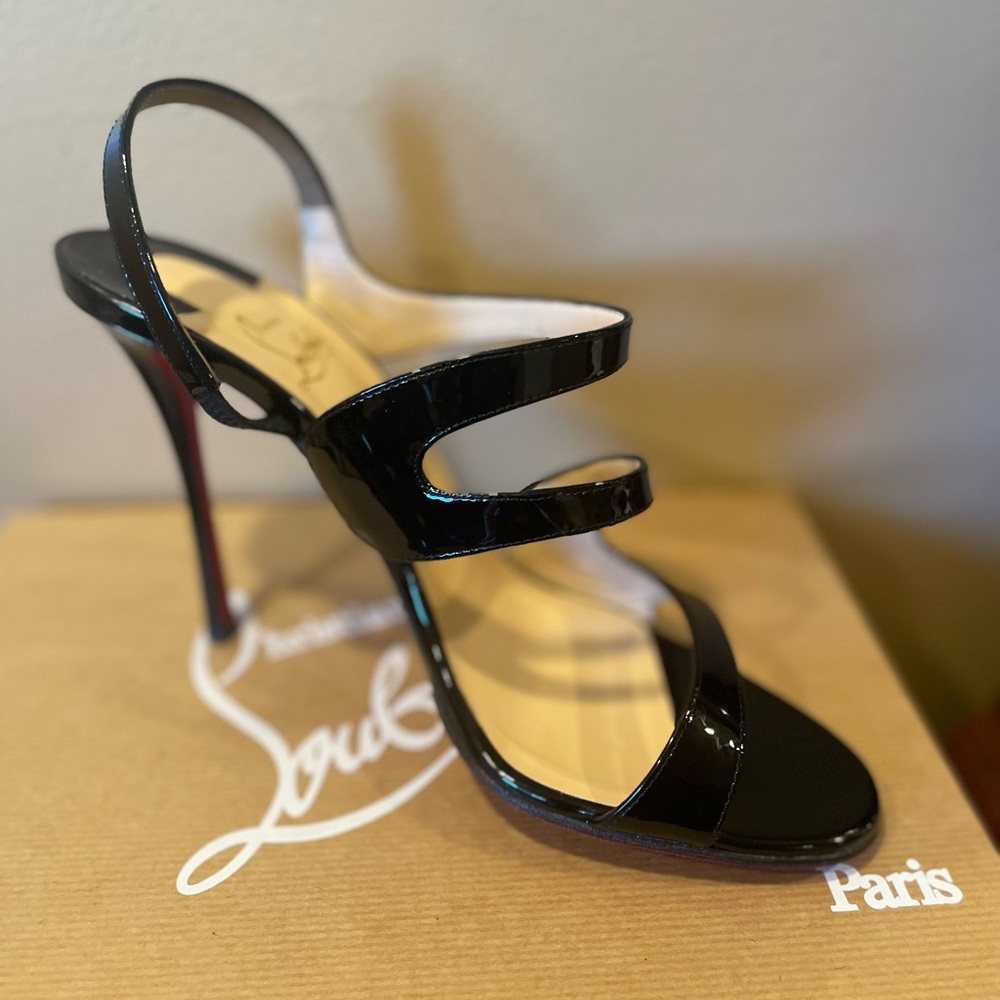 Patent Vavazou Asymmetric 100 Strappy Sandals 41.5 Black